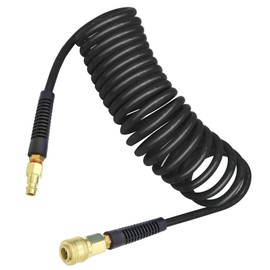 YOTOO Compressed Air Hose PU 5 m Long 6 mm ID X 11 mm OD with 1/4 Inch Germany Quick Coupling Connections, Bend Limiter, Black