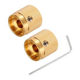 MECCANIXITY 2PCS Guitar Knobs Metal, Volume Tone Control Dome Knobs 1/4" x 5/8" x 0.67" Potentiometer Knobs with Wrench for Electric Guitar Bass, Gold