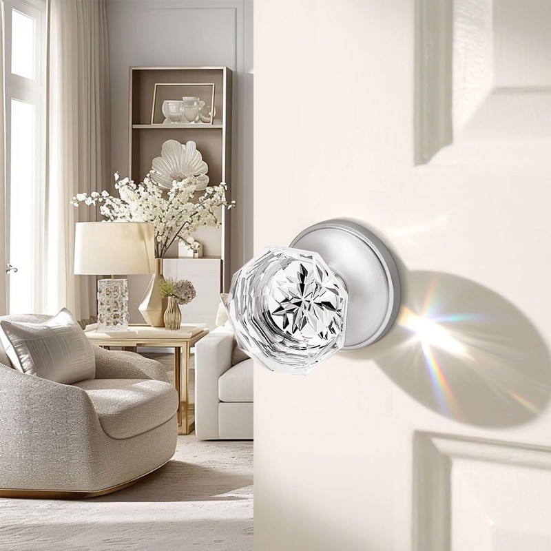 Orger 5 Pack Glass Door Knobs for Hallway and Closet,