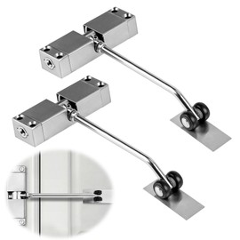TOATELU 2 Pieces Automatic Door Closer: Adjustable Door Closer Inner Door with Castors, Spring Loaded Door Closer, Bearing Weight 20-30 kg, for Exterior, Interior Door, Room Doors (Silver)