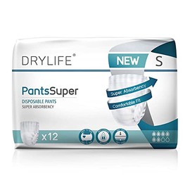 Drylife Drylife Pants Super Disposable Pull-Up Unisex Incontinence Pants | Dry Feel Technology, Anti-Leak Security, Kind to Skin Soft Breathable Material - Small (1 Pack of 12)