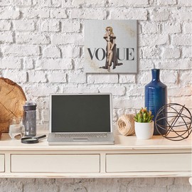 Stupell Industries Female Fashionista Black Dress Designer Brand Canvas Wall Art, 17 x 17, Off- White