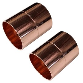 (2 PCS) 2-Inch C X C Copper Couplings Pressure Copper Fitting with Roll Pipe Tube Stop,Sweat Solder Connection End Repair Coupling Copper Fittings for Residential, Commercial