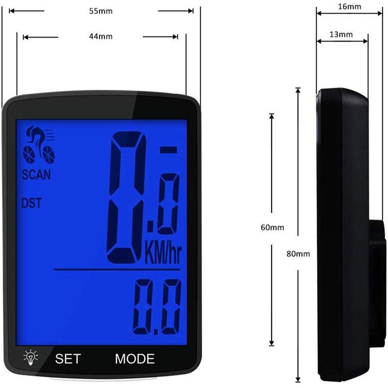 Bicycle Speedometer LCD Display Wireless Bike Computer Odometer Waterproof Bike