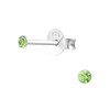 2mm Sterling Silver Peridot Green Crystal Round Tiny Stacking Stud