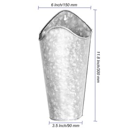 MUKCHAP 4 Pack Galvanized Metal Wall Planter, 12 Inches Tall Tin Wall Planter, Farmhouse Style Hanging Wall Vase Planters for Rustic Home Wall Décor and Artificial Plants, Silver