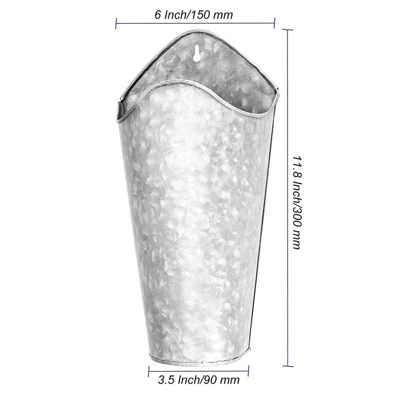 MUKCHAP 4 Pack Galvanized Metal Wall Planter, 12 Inches Tall