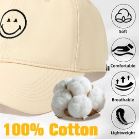 Zando SmileyWorld Smiley Face Baseball Cap Women Men Teens Cotton Trendy Preppy Embroidery Wine Red Funny Baseball Hat for Golf Running Gym