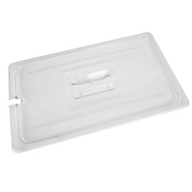 TrueCraftware- Half Size Notched Polycarbonate Handled Food Pan Lid Clear Color-Food Storage Container Cover Restaurant Commercial Hotel Pans Cover for Food Prep Fruits Vegetables Beans Corns