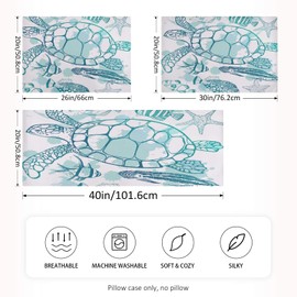 Blueangle Sea Turtle Starfish Satin Pillowcase for Hair and Skin Silk Pillowcase, Queen Size(20x30 inches) - Slip Cooling Satin Pillow Covers with Envelope Closure