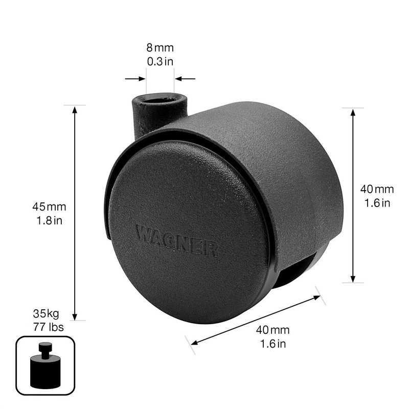 WAGNER Designer 01002401 Hard Furniture Castor Diameter 40 mm Height