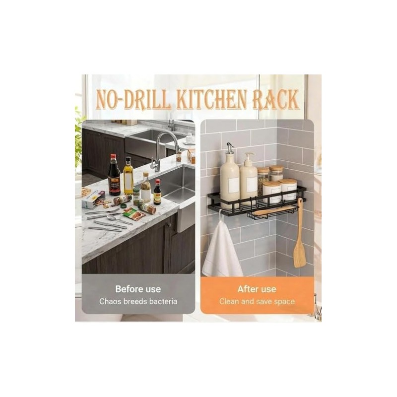 Spice Rack Wall 2 Pack Metal Kitchen Shelf Hanging No