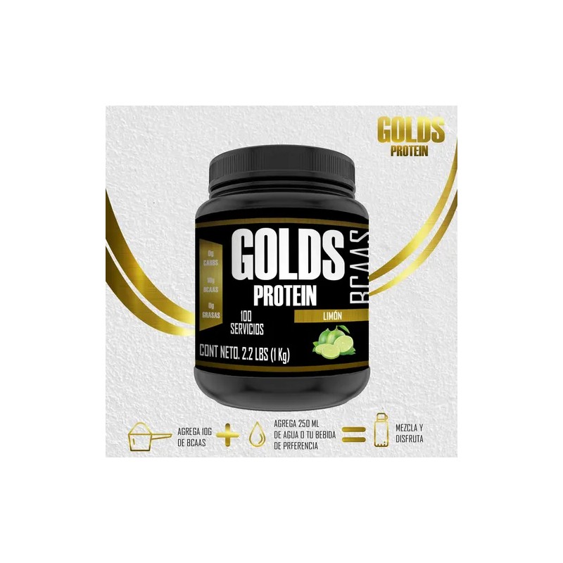 Aminoácidos Bcaas Suplementó Golds Protein 1kg Polvo 100serv