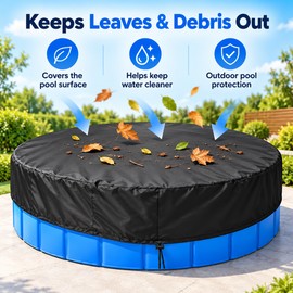 Round Above Ground Pool Cover 4-15FT, Waterproof Swimming Pool Blanket for Inflatable & Frame Pools, Outdoor Dust and Leaf Protector