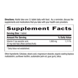 Country Life Time Release Vitamin C with Rose Hips, Supports Immune Health, 1,000mg, 250 Tablets, Certified Gluten Free, Certified Vegan