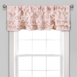 Lush Decor Riley Fenstervolant – charmante handgefertigte Schleifendetails – Elegante Lichtfilterung, Einzelbahn, 137,2 x 45,7 cm (B x L), Blush
