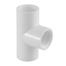 Lesso America 402 Series PVC Pipe Fitting - Tee - Schedule 40 (White) - 3/4" (SOC x SOC x FIPT) / High-Flow Capacity/Plumbing (402-007) (1, White) (1 Pack)
