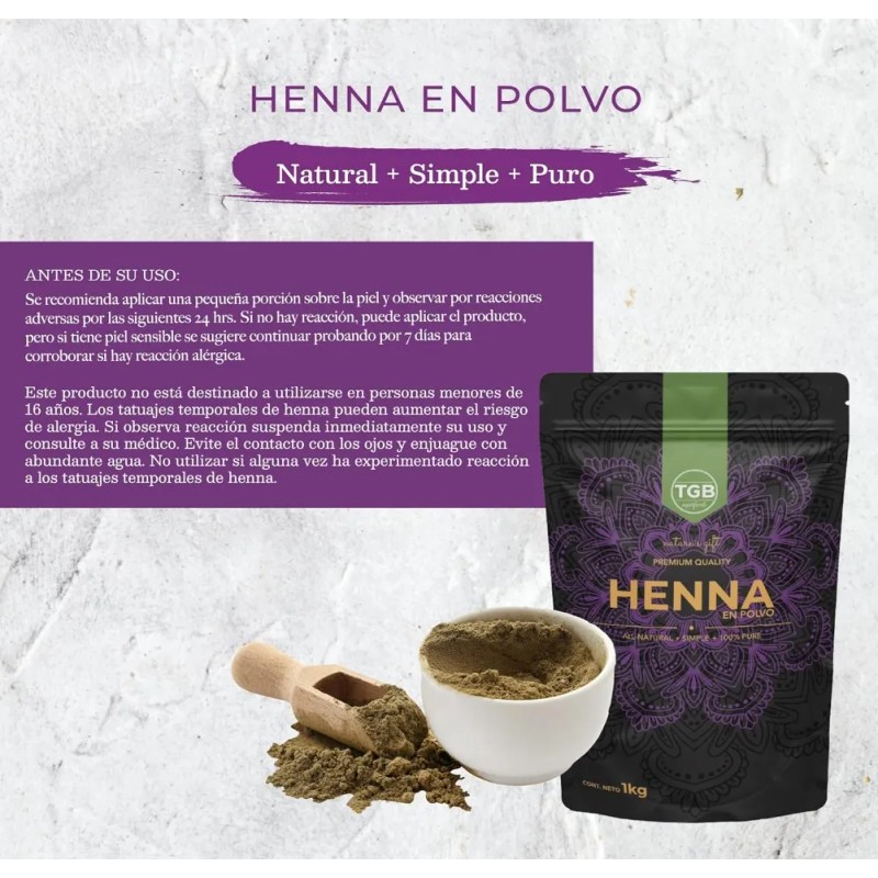 Tgb Henna En Polvo Egipcia 1 Kilo 100% Natural