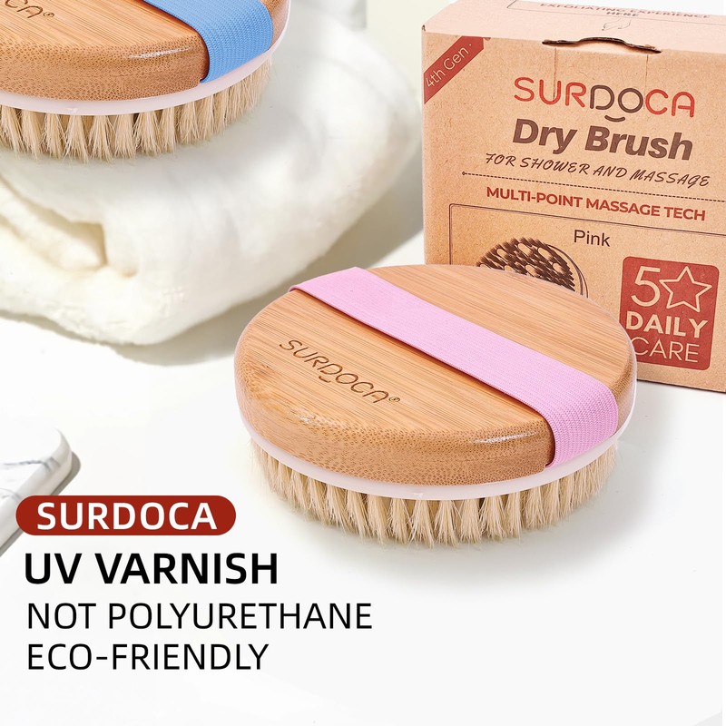 SURDOCA Dry Brushing Body Brush, Dry Brush Lymphatic Drainage, Wet