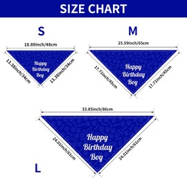 PET SHOW Dog Birthday Bandanas for Small Medium Dogs Paw Print Reversible Triangle Scarf Dog Boy Party Bib Pets Grooming Accessories (Royal Blue for Boys,M)