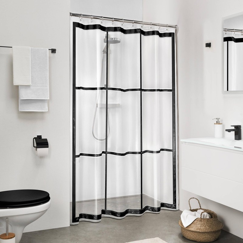 Sealskin Brix Shower Curtain PEVA PVC Free Waterproof Bath Shower