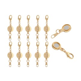KONMAY 10 Sets Magnetic Necklace Extender Clasps and Closure, Round Golden Swirl Engraved Magnetic Necklace Bracelet Locking Clasp for Jewelry Making