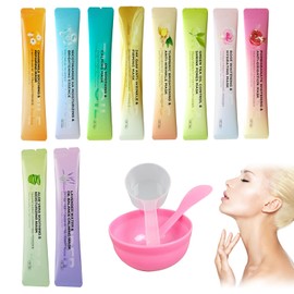 Jelly Soft Mask Powder Set, 10 Pieces, Face Mask Powder with Accessories, Peel-Off Mask for Moisture, Anti-Wrinkle & Whitening, DIY Gel Mask for Face Care, Spa Modelling Mask