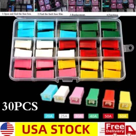 Unbranded 30Pcs Car Fuses Assortment 20A 25A 30A 40A 50A 60A Combination TALL Shaped Fuse