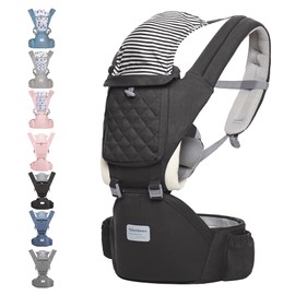 Baby Carrier, 6-in-1 Baby Carrier Newborn to Toddler, Baby Carrier with Hip Seat Lumbar Support 7-41 lbs, Baby Soft Carrier for All Seasons & Positions, Adjustable Size for Shopping Hiking Travelling