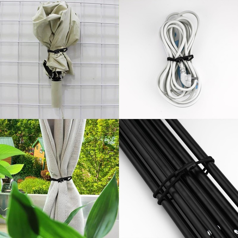 wonkeken 15-Piece Bungee Cords with Hooks - 25cm/9.8in Multi-Purpose Rubber