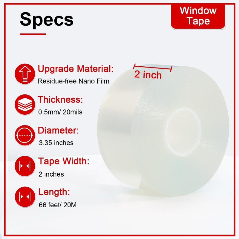 PackYard Transparent Window Weather Sealing Tape 2 Inch x 66