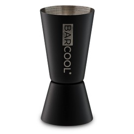 Barcool Bartenders Professional Cocktail Spirit Measure | Dual Sided Cup | Jigger 50ml / 25ml Shot | Blackened Stainless Steel (Black)