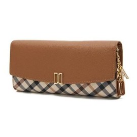 Daks (신세계강남점)DCWA3F421W2브라운 체크배색 DD로고 장지갑 (Shinsegae Gangnam Store) DCWA3F421W2 Brown Check Color Block DD Logo Long Wallet