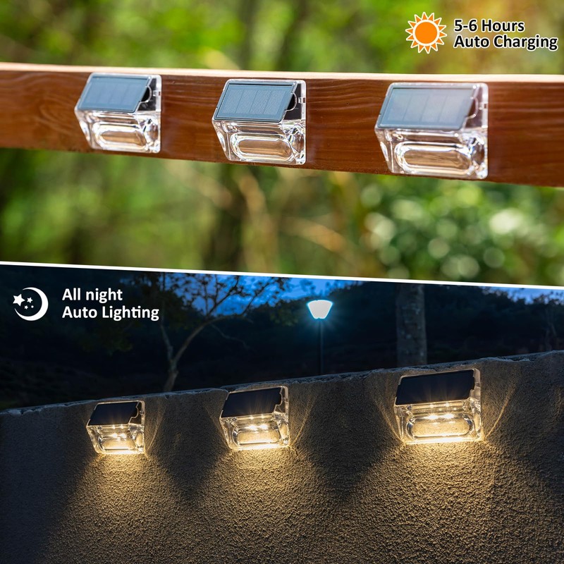 Qualdout Solar Outdoor Lights, 8 Pack Solar Fence Deck Lights,