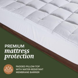 Beckham Hotel Collection Cal King Size Hybrid Mattress Protector & Pad - Extra Padded, Thick, Plush, & Fitted Mattress Topper for Bed - Quilted Pillow Top Mattress Cover