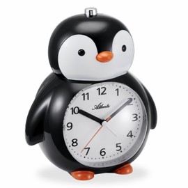 Atlanta 2165 Children's Alarm Clock Penguin with Melody Alarm Sweeping Second Light Top Switch