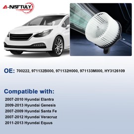 A-NAFTULY AC Blower Motor Fan Replacement Fits for 2009-2013 Hyundai Genesis, 2007-2009 Santa Fe, 2007-2010 Elantra, 2007-2012 Veracruz, 2011-2013 Equus- HVAC Heater Blower Motor Front, 700222