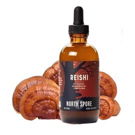 North Spore Reishi Mushroom Extract Tincture | Liquid Wellness Drops for Focus, Calm, Immune Functions | High Potency Organic Ganoderma lucidum, 100% Fruiting Bodies | Non-GMO, Vegan - 4oz