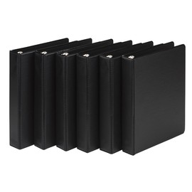 Samsill Economy 3 Ring Mini Binder, Made in The USA, 1-Inch Round Ring Binder, Holds 100 Sheets, Black, 6 Pack (MP32300)