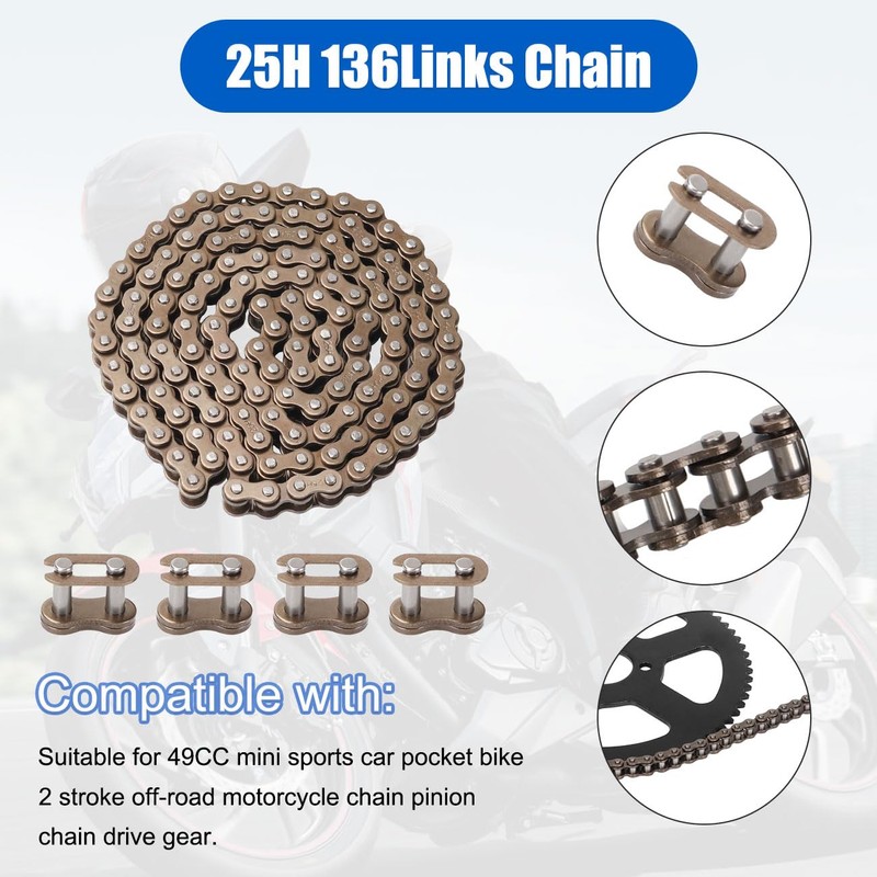 CMIYETO 25H Chain 136Links + 4Links + 68T Rear Sprocket