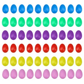 Foraineam 60 Pieces Plastic Egg Shakers Maracas Percussion Musical Eggs for Kid Toys Music Learning DIY Painting