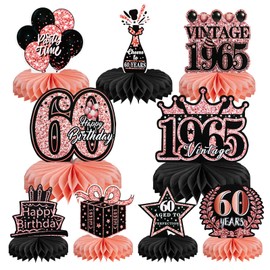 BellaGesundheit 18 Geburtstag Deko, 9Stk Bienenwabe Mittelstück Tischdeko Set für Männer Frauen, Waben-Partyzubehör Papier Geburtstagsparty Tischdekorationen (Roségold 60)