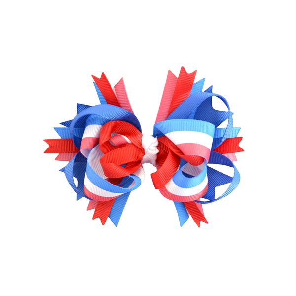 Patriotic 4th of July Red White and Blue Hair Bow (4 Inches Wide)