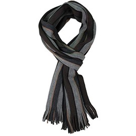 Rotfuchs R-711 Knitted Wool Scarf Winter Scarf Men's Scarf 180 x 27 cm in Brown Grey Wool Made in Germany, Brown / grey