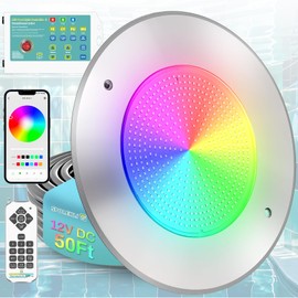 10" Smart LED Pool Light, 12V DC Pool Spa Lights for Inground Pools, 16 Million Colors with Controller | APP | Remote, Music Dynamic & Timed Light Switching, Fits 10” Niches ＆ Wall-Mount, 50 Ft