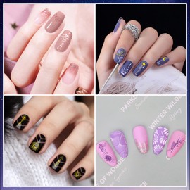 Biutee Nail Stamping Plate Set 4PCS Large Nail Art Stamp Plate with Nail Stamper and Scraper Starry Sky Star Moon Space Planet Animal Flower Leaf Plant Pattern Nail Stamp Stencils Template Kit