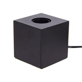 Cube table lamp in black metal, E27 base compatible, IP20, 60 W max wattage