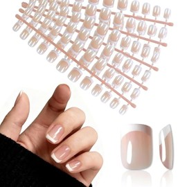 Elevenail Elevenail 120 Piezas De Uñas Postizas Francesas Transparentes Naturales Color Nude Con Brillo, Uñas Postizas Cortas Y Cuadradas, Kits De Man