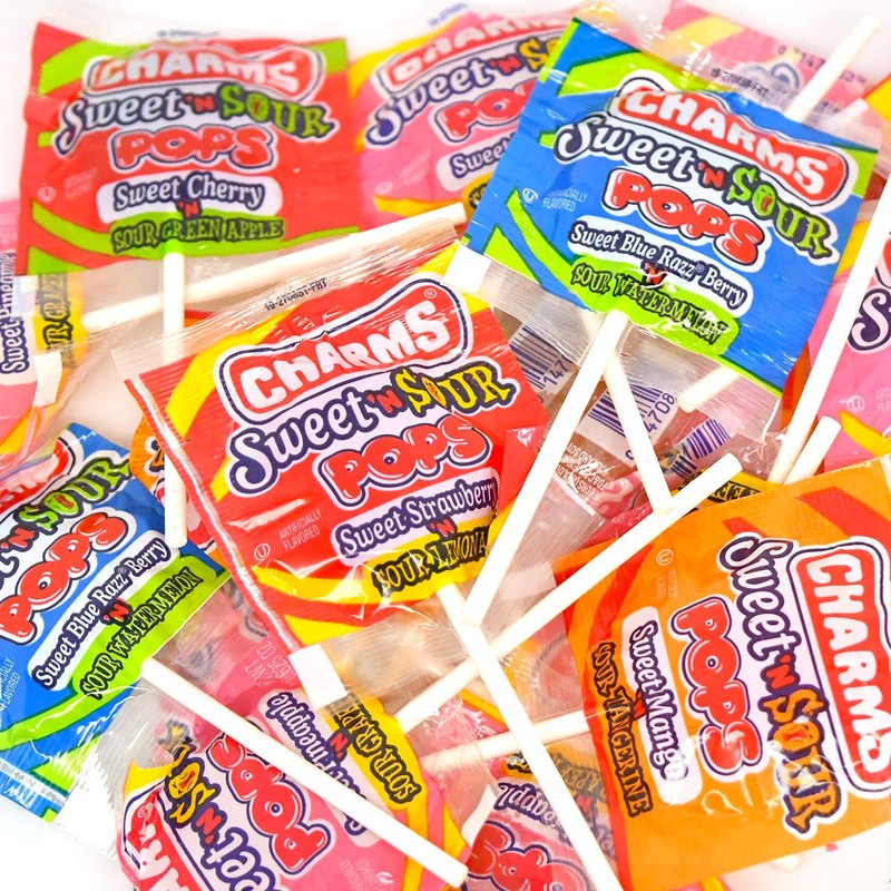 Tootsie Roll Charms Pops, in 5 Assorted Sweet/Sour Flavors, 0.6