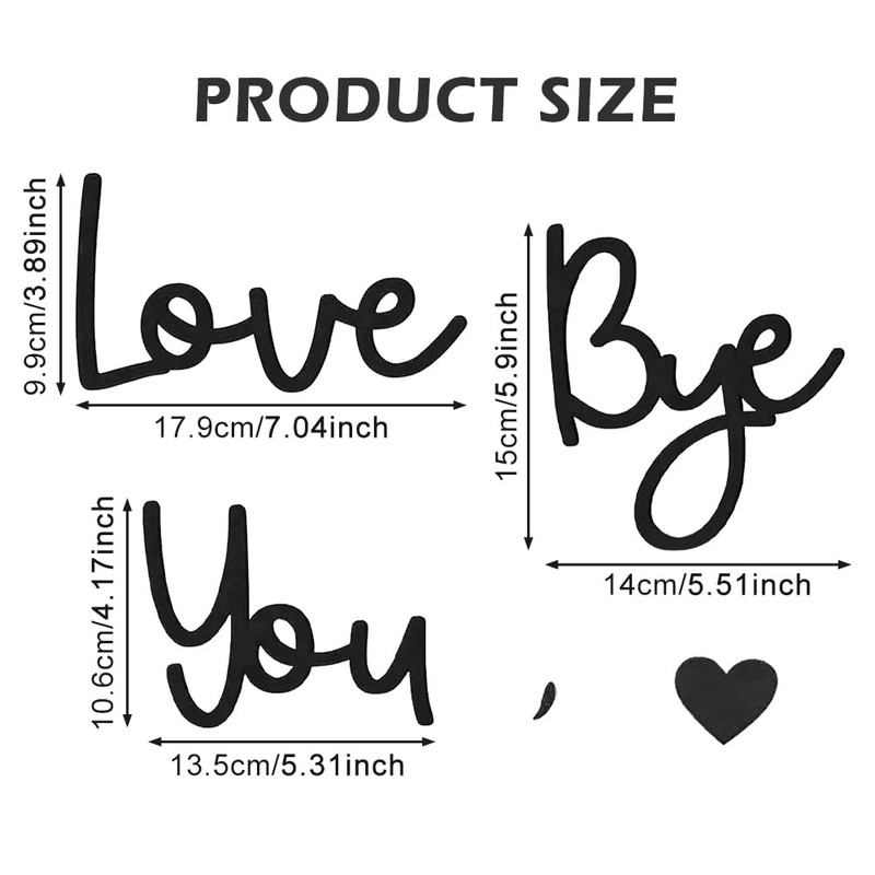 Handcrafted "Bye, Love You" Plywood Sign - Black Wall Art